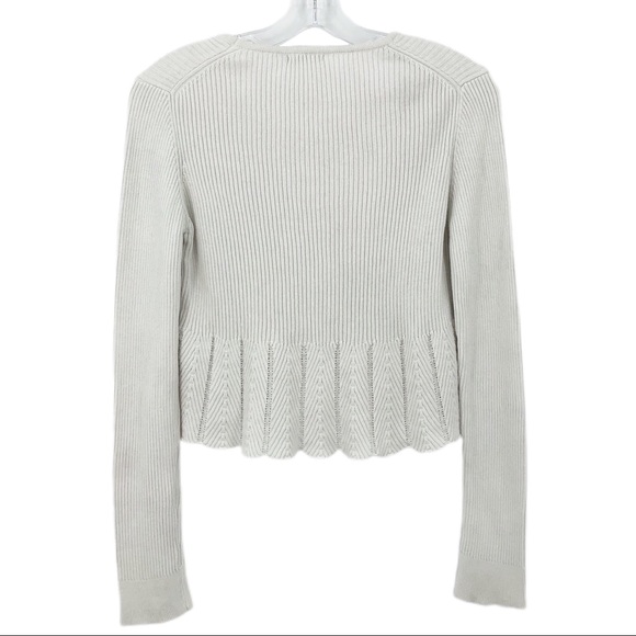 Kimchi Blue Crop Sweater Ivory Eyelet Ruffle Hem M - Picture 11 of 12